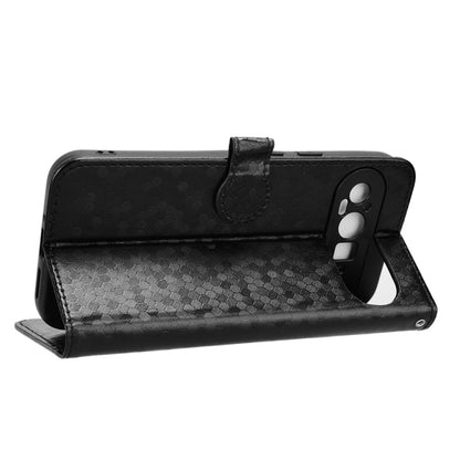 For Google Pixel 9 Pro Honeycomb Dot Texture Leather Phone Case(Black) - Google Cases by buy2fix | Online Shopping UK | buy2fix