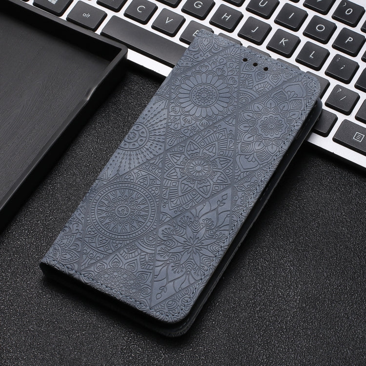 For Xiaomi Redmi Note 13 Pro 5G Ethnic Embossed Adsorption Leather Phone Case(Grey) - Note 13 Pro Cases by buy2fix | Online Shopping UK | buy2fix