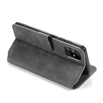 For Samsung Galaxy A51 5G DG.MING Retro Oil Side Horizontal Flip Case with Holder & Card Slots & Wallet(Gray) - Galaxy Phone Cases by DG.MING | Online Shopping UK | buy2fix