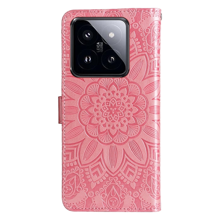 For Xiaomi 14 Pro Embossed Sunflower Leather Phone Case(Rose Gold) - 14 Pro Cases by buy2fix | Online Shopping UK | buy2fix