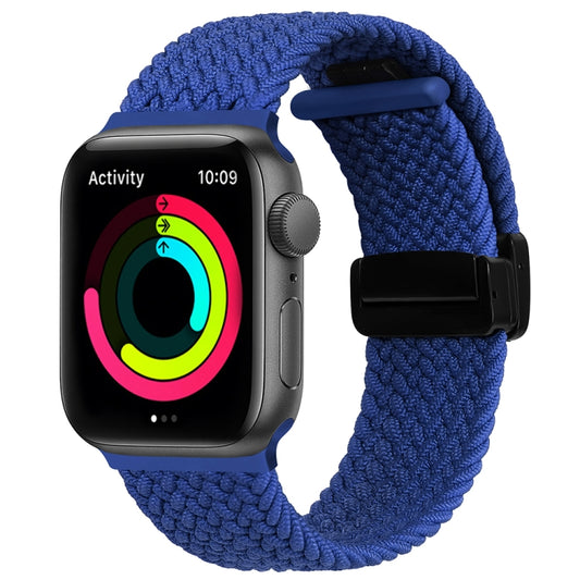 Magnetic Fold Clasp Woven Watch Band For Apple Watch SE 2022 40mm(Blue) - Watch Bands by buy2fix | Online Shopping UK | buy2fix