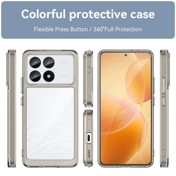 For Xiaomi Redmi K70 Colorful Series Acrylic Hybrid TPU Phone Case(Transparent Grey) - K70 Cases by buy2fix | Online Shopping UK | buy2fix