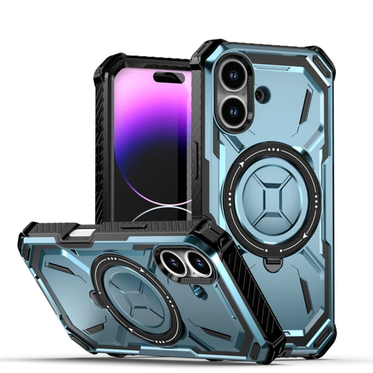 For iPhone 16 Armor Series Holder Phone Case(Blue) - iPhone 16 Cases by buy2fix | Online Shopping UK | buy2fix