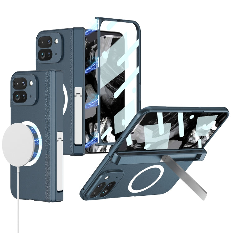 For Google Pixel 9 Pro Fold GKK Integrated Magsafe Fold Hinge Full Coverage Phone Case with Holder(Blue) - Google Cases by GKK | Online Shopping UK | buy2fix