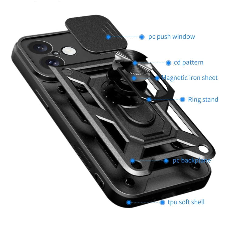 For iPhone 16 Plus Sliding Camera Cover Design TPU+PC Phone Case(Black) - iPhone 16 Plus Cases by buy2fix | Online Shopping UK | buy2fix