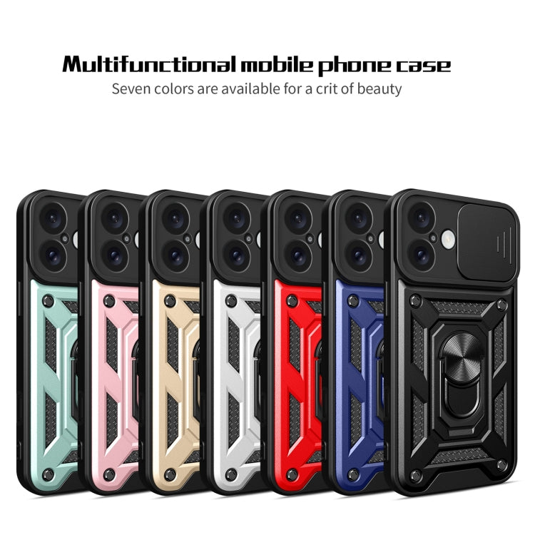 For iPhone 16 Plus Sliding Camera Cover Design TPU+PC Phone Case(Blue) - iPhone 16 Plus Cases by buy2fix | Online Shopping UK | buy2fix