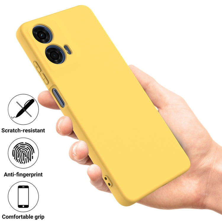 For Motorola Moto G04 / G24 Pure Color Liquid Silicone Shockproof Phone Case(Yellow) - Motorola Cases by buy2fix | Online Shopping UK | buy2fix