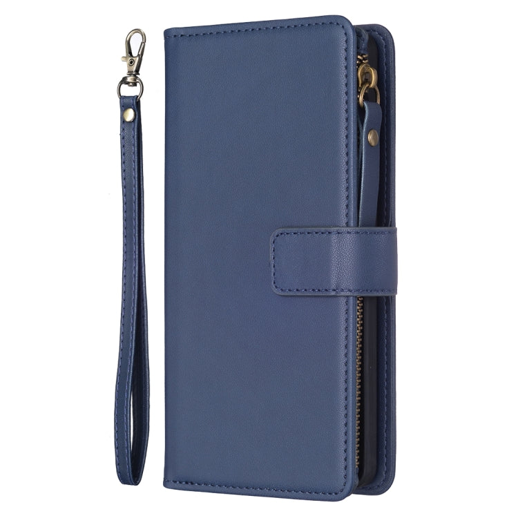 For Google Pixel 7 Pro 9 Card Slots Zipper Wallet Leather Flip Phone Case(Blue) - Google Cases by buy2fix | Online Shopping UK | buy2fix