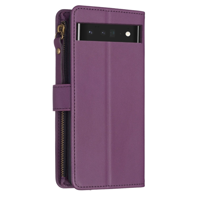 For Google Pixel 7 Pro 9 Card Slots Zipper Wallet Leather Flip Phone Case(Dark Purple) - Google Cases by buy2fix | Online Shopping UK | buy2fix