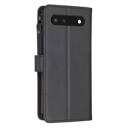 For Google Pixel 7 9 Card Slots Zipper Wallet Leather Flip Phone Case(Black) - Google Cases by buy2fix | Online Shopping UK | buy2fix