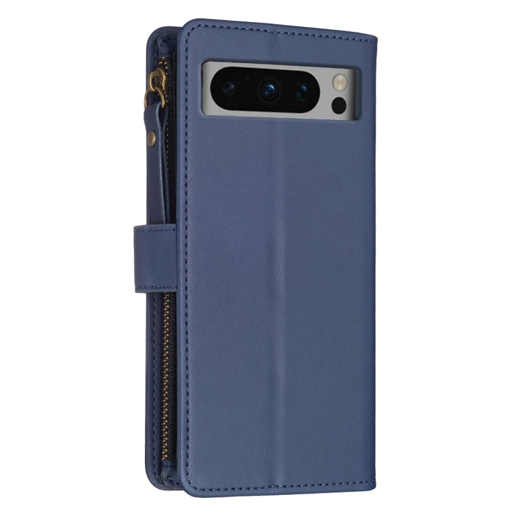 For Google Pixel 8 Pro 9 Card Slots Zipper Wallet Leather Flip Phone Case(Blue) - Google Cases by buy2fix | Online Shopping UK | buy2fix