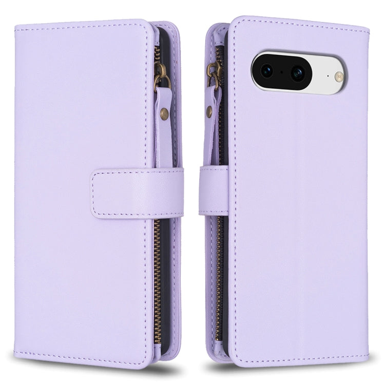 For Google Pixel 8 9 Card Slots Zipper Wallet Leather Flip Phone Case(Light Purple) - Google Cases by buy2fix | Online Shopping UK | buy2fix