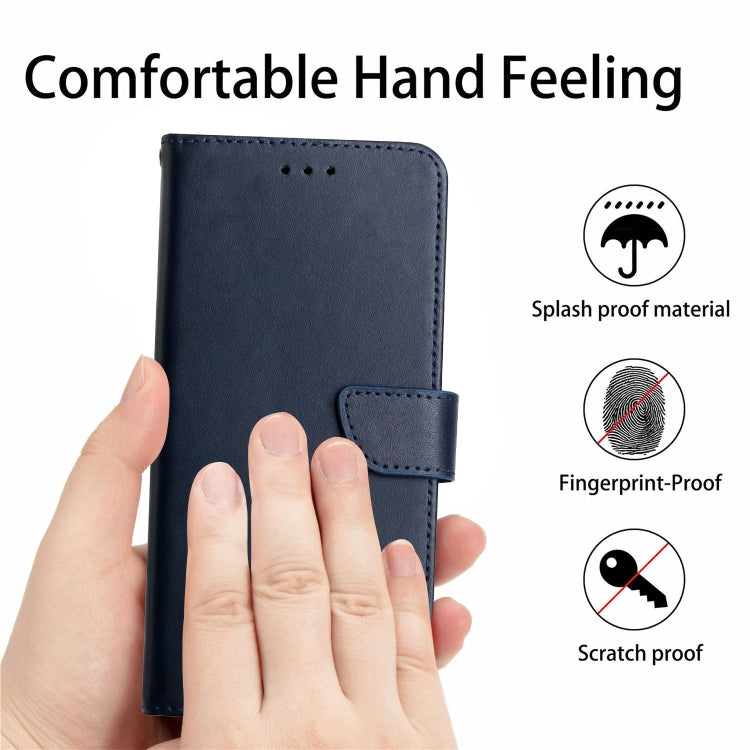 For iPhone 16 Plus Genuine Leather Fingerprint-proof Flip Phone Case(Blue) - iPhone 16 Plus Cases by buy2fix | Online Shopping UK | buy2fix