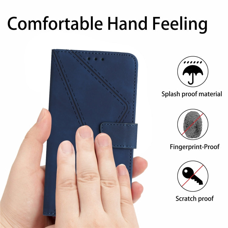 For iPhone 16 Plus Stitching Embossed Leather Phone Case(Blue) - iPhone 16 Plus Cases by buy2fix | Online Shopping UK | buy2fix