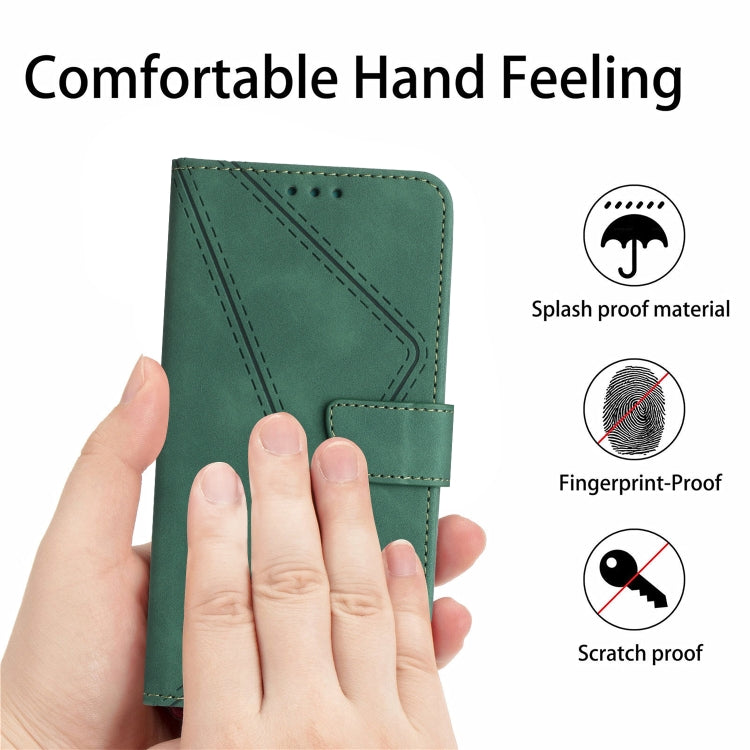 For iPhone 16 Stitching Embossed Leather Phone Case(Green) - iPhone 16 Cases by buy2fix | Online Shopping UK | buy2fix