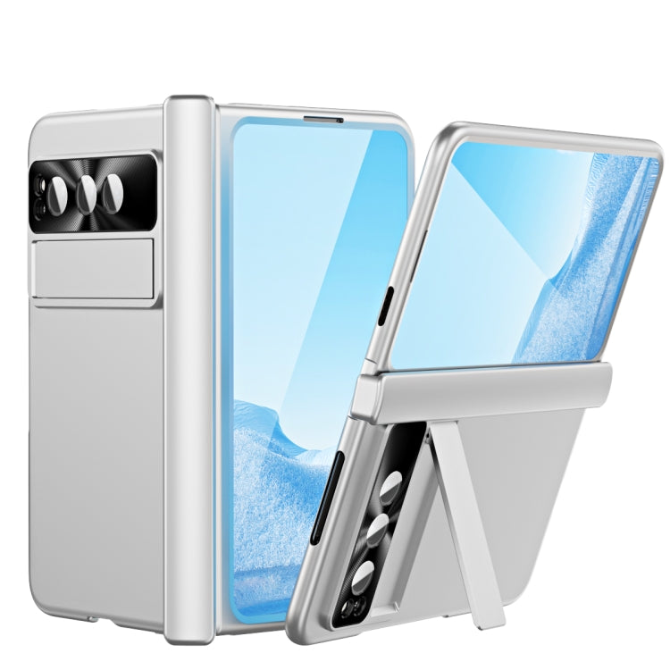 For Google Pixel Fold Integrated Electroplating PC All-inclusive Phone Case with Hinge(Silver) - Google Cases by buy2fix | Online Shopping UK | buy2fix