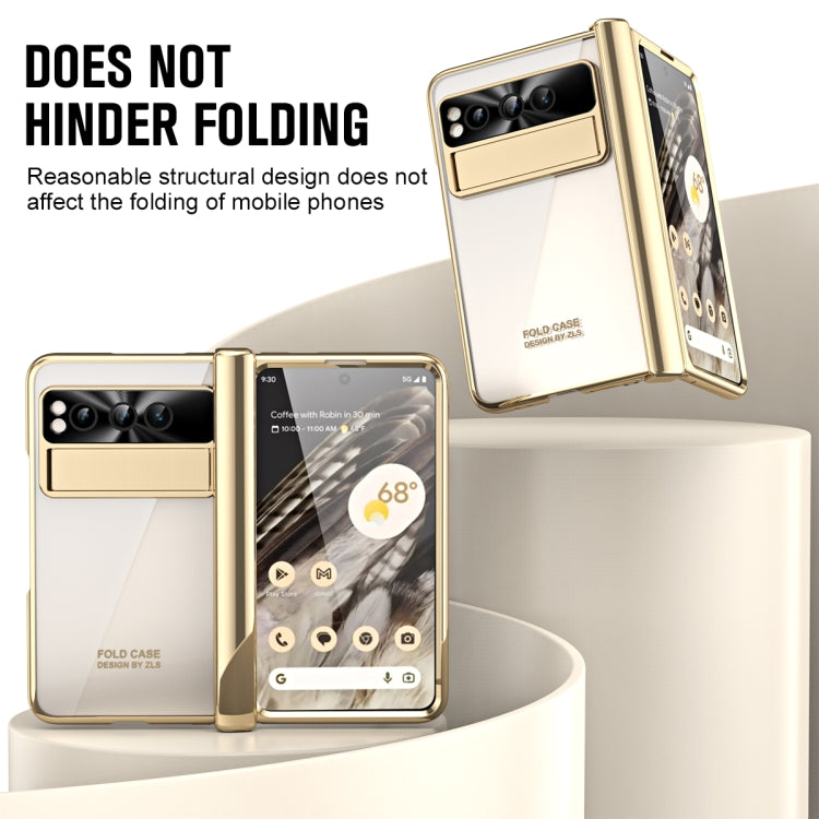 For Google Pixel Fold Integrated Electroplating Folding Phone Case with Hinge(Tyrant Gold) - Google Cases by buy2fix | Online Shopping UK | buy2fix