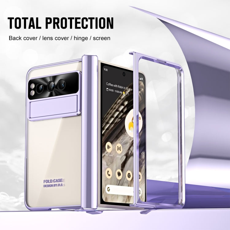 For Google Pixel Fold Integrated Electroplating Folding Phone Case with Hinge(Purple) - Google Cases by buy2fix | Online Shopping UK | buy2fix