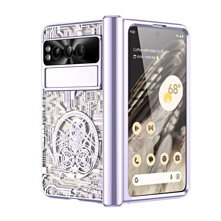 For Google Pixel Fold Mechanical Legend Integrated Electroplating All-inclusive Phone Case(Purple) - Google Cases by buy2fix | Online Shopping UK | buy2fix