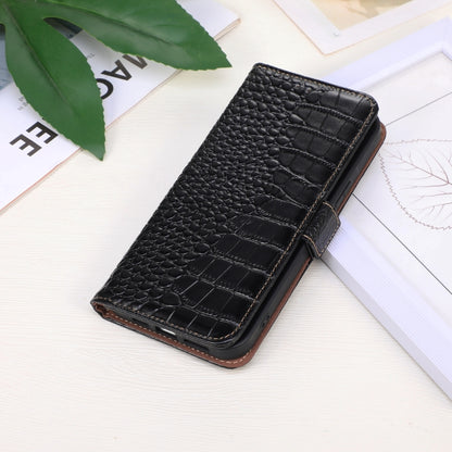 For iPhone 16 Plus Crocodile Top Layer Cowhide Leather Phone Case(Black) - iPhone 16 Plus Cases by buy2fix | Online Shopping UK | buy2fix