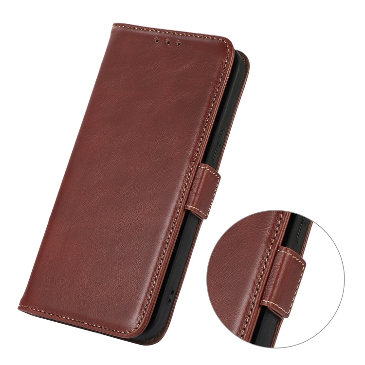 For iPhone 16 Pro Crazy Horse Top Layer Cowhide Leather Phone Case(Brown) - iPhone 16 Pro Cases by buy2fix | Online Shopping UK | buy2fix