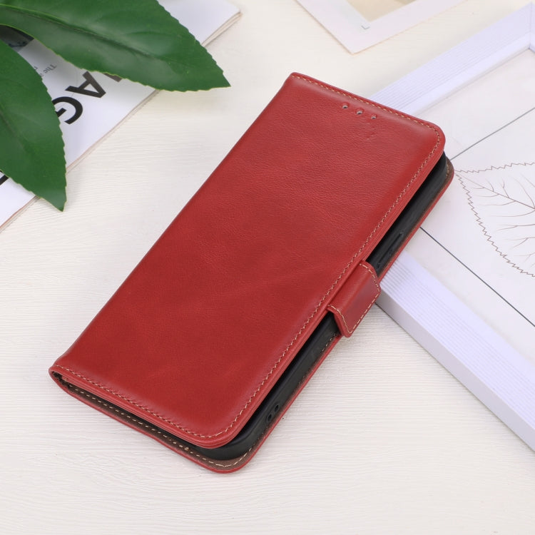 For iPhone 16 Crazy Horse Top Layer Cowhide Leather Phone Case(Red) - iPhone 16 Cases by buy2fix | Online Shopping UK | buy2fix