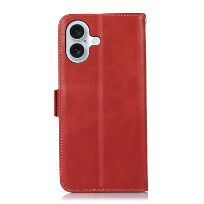 For iPhone 16 Crazy Horse Top Layer Cowhide Leather Phone Case(Red) - iPhone 16 Cases by buy2fix | Online Shopping UK | buy2fix