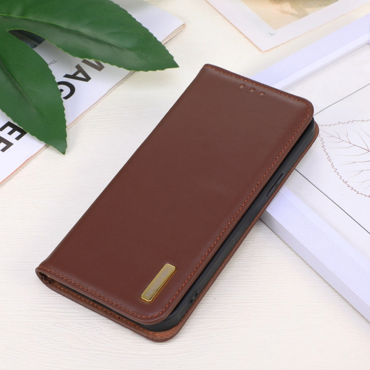 For iPhone 16 KHAZNEH Nappa Top Layer Cowhide Leather Phone Case(Brown) - iPhone 16 Cases by buy2fix | Online Shopping UK | buy2fix