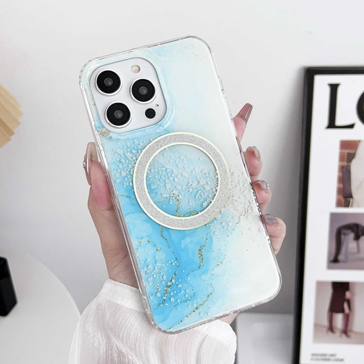 For iPhone 12 Pro Dual-side IMD Marble Magsafe Phone Case(Sky Blue) - iPhone 12 / 12 Pro Cases by buy2fix | Online Shopping UK | buy2fix