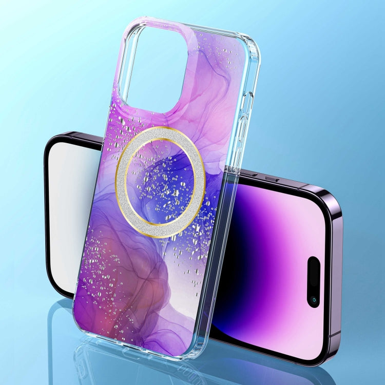 For iPhone 12 Pro Max Dual-side IMD Marble Magsafe Phone Case(Smudged Purple) - iPhone 12 Pro Max Cases by buy2fix | Online Shopping UK | buy2fix