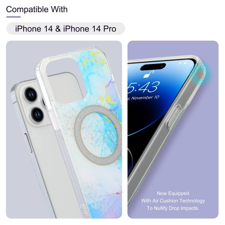 For iPhone 12 Pro Max Dual-side IMD Marble Magsafe Phone Case(Sky Blue) - iPhone 12 Pro Max Cases by buy2fix | Online Shopping UK | buy2fix