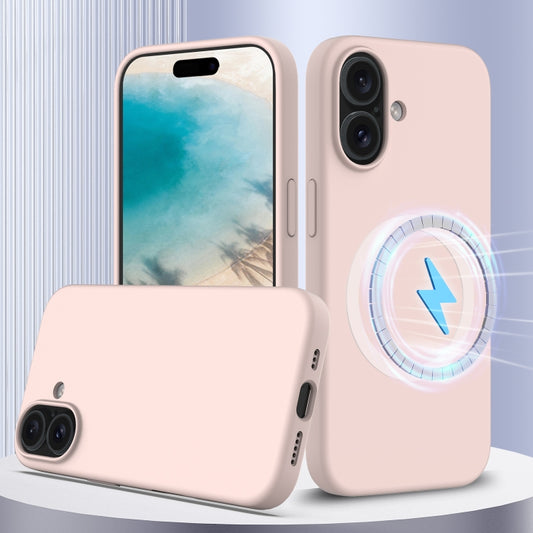 For iPhone 16 Shockproof Silicone Magsafe Phone Case(Sand Pink) - iPhone 16 Cases by buy2fix | Online Shopping UK | buy2fix