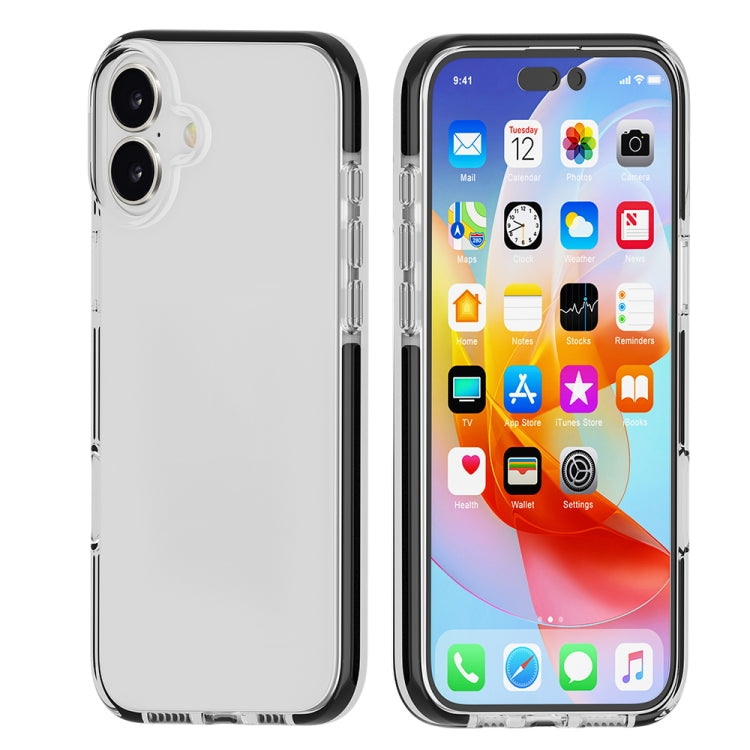 For iPhone 16 Plus Two-color Shockproof High Transparency TPU Phone Case(Black) - iPhone 16 Plus Cases by buy2fix | Online Shopping UK | buy2fix