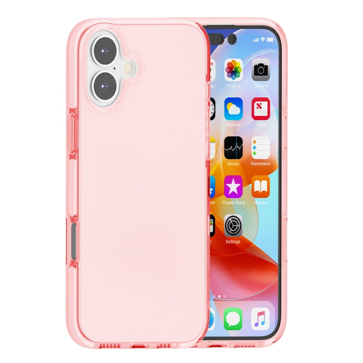 For iPhone 16 Two-color Shockproof High Transparency TPU Phone Case(Pink) - iPhone 16 Cases by buy2fix | Online Shopping UK | buy2fix