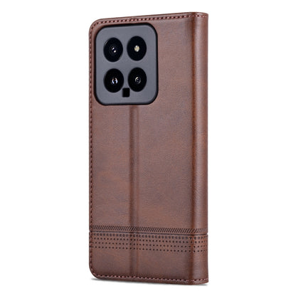 For Xiaomi 14 AZNS Magnetic Calf Texture Flip Leather Phone Case(Dark Brown) - 14 Cases by AZNS | Online Shopping UK | buy2fix