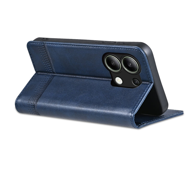 For Xiaomi Redmi Note 13 4G AZNS Magnetic Calf Texture Flip Leather Phone Case(Dark Blue) - Note 13 Cases by AZNS | Online Shopping UK | buy2fix