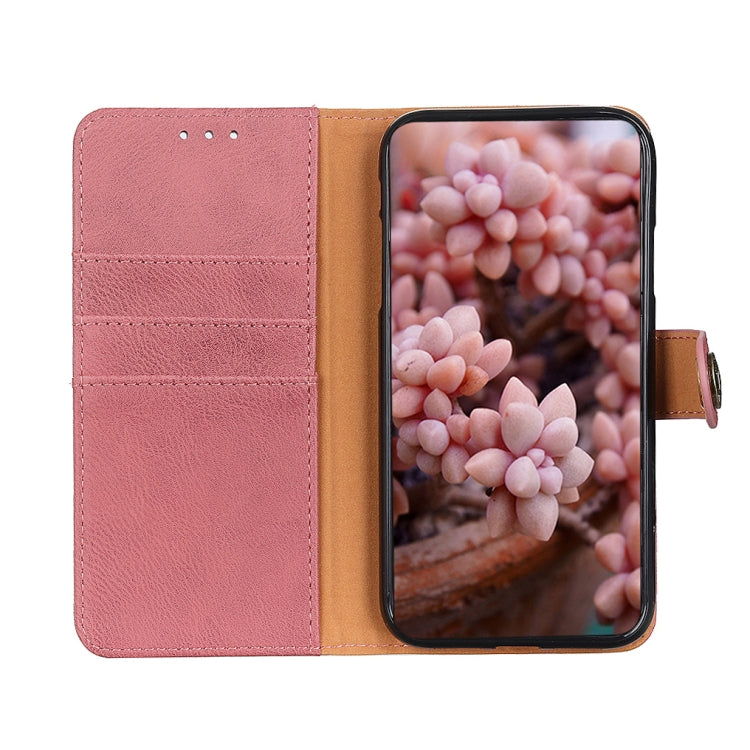 For iPhone 16 Pro KHAZNEH Cowhide Texture Horizontal Flip Leather Phone Case(Pink) - iPhone 16 Pro Cases by buy2fix | Online Shopping UK | buy2fix