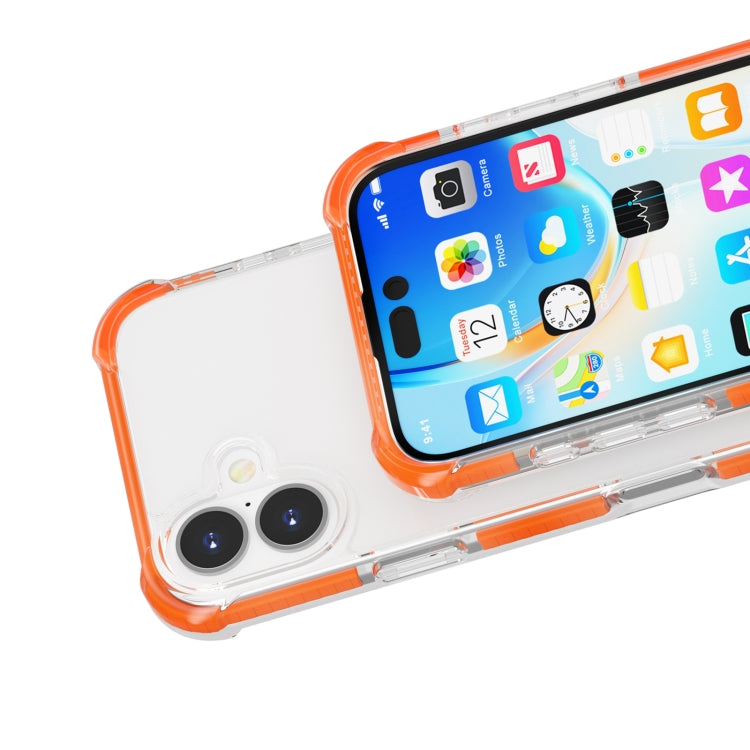 For iPhone 16 Four-corner Shockproof TPU + Acrylic Phone Case(Orange) - iPhone 16 Cases by buy2fix | Online Shopping UK | buy2fix