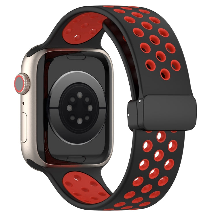 For Apple Watch Ultra 2 49mm Magnetic Buckle Silicone Watch Band(Black Red) - Watch Bands by buy2fix | Online Shopping UK | buy2fix