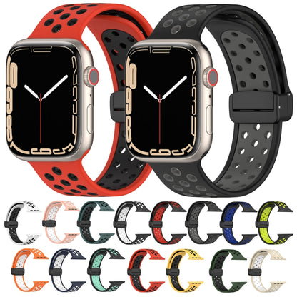 For Apple Watch Series 9 41mm Magnetic Buckle Silicone Watch Band(Black Limes) - Watch Bands by buy2fix | Online Shopping UK | buy2fix