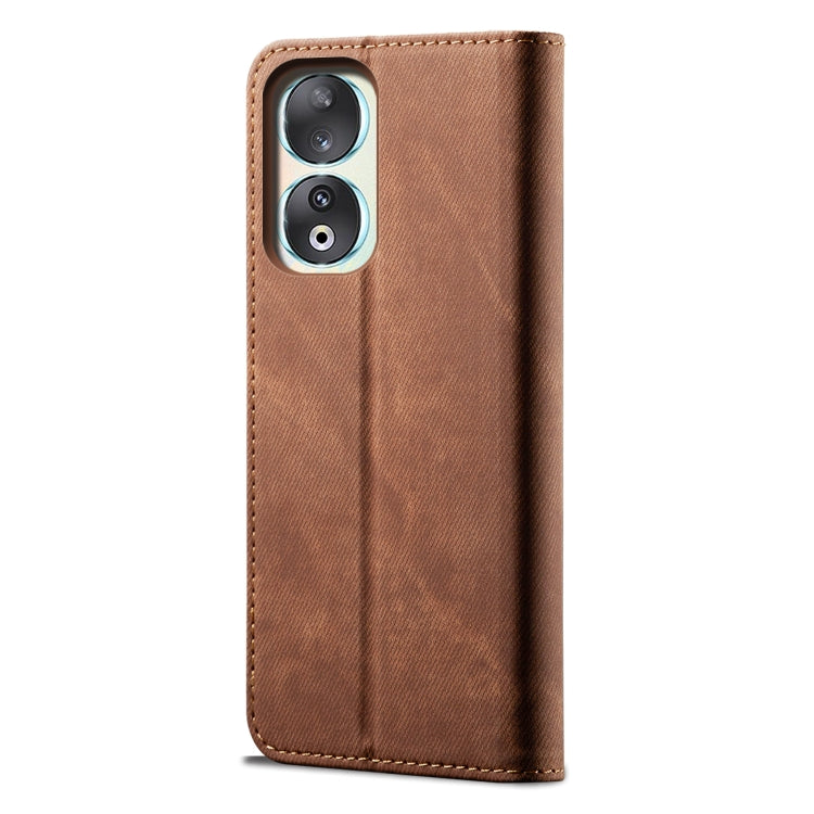 For Honor 90 Denim Texture Flip Leather Phone Case(Brown) - Honor Cases by buy2fix | Online Shopping UK | buy2fix