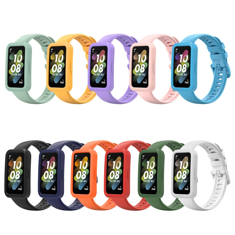 For Huawei Band 8 Silicone Protective Case + Silicone Watch Band Kit(Green) - Watch Bands by buy2fix | Online Shopping UK | buy2fix