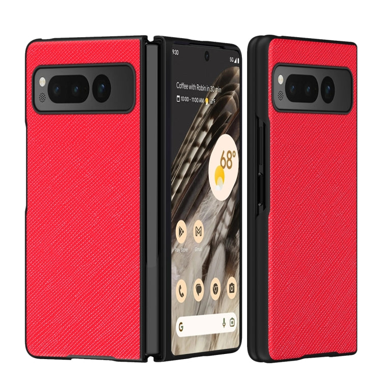 For Google Pixel Fold Cross Texture All Inclusive Shockproof Protective Phone Case(Red) - Google Cases by buy2fix | Online Shopping UK | buy2fix