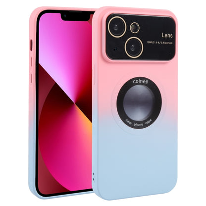 For iPhone 13 Gradient Silicone Shockproof Magsafe Phone Case with Lens Film(Pink Blue) - iPhone 13 Cases by buy2fix | Online Shopping UK | buy2fix