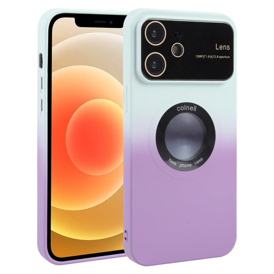 For iPhone 12 Gradient Silicone Shockproof Magsafe Phone Case with Lens Film(White Purple) - iPhone 12 / 12 Pro Cases by buy2fix | Online Shopping UK | buy2fix