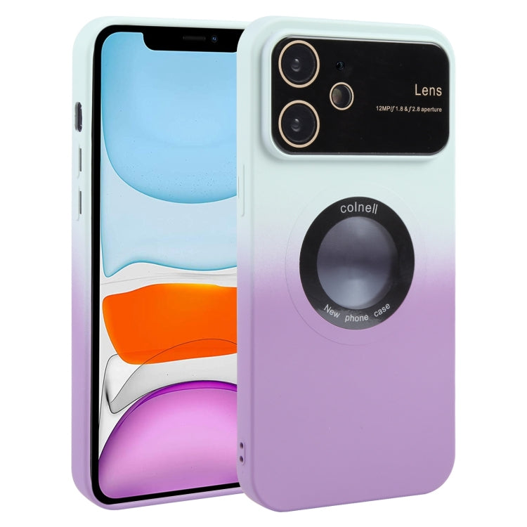 For iPhone 11 Gradient Silicone Shockproof Magsafe Phone Case with Lens Film(White Purple) - iPhone 11 Cases by buy2fix | Online Shopping UK | buy2fix