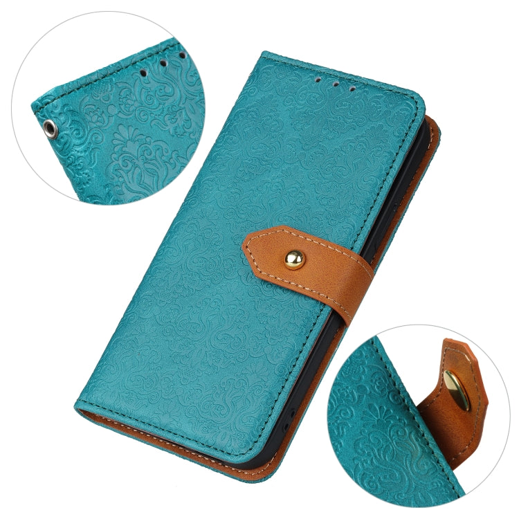 For OnePlus 12 European Floral Embossed Flip Leather Phone Case(Blue) - OnePlus Cases by buy2fix | Online Shopping UK | buy2fix