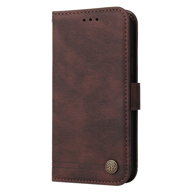 For Google Pixel 9 Skin Feel Life Tree Metal Button Leather Phone Case(Brown) - Google Cases by buy2fix | Online Shopping UK | buy2fix