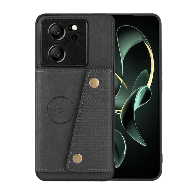 For Xiaomi 13T / Redmi K60 Ultra Double Buckle Card Slots Magnetic Phone Case(Black) - Redmi K60 Ultra Cases by buy2fix | Online Shopping UK | buy2fix
