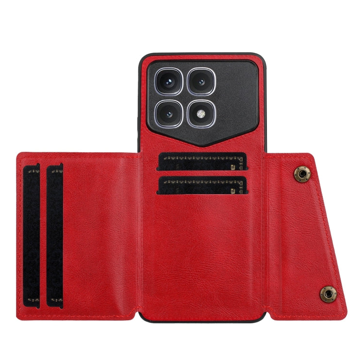 For Xiaomi Redmi K70 Ultra Double Buckle Card Slots Magnetic Phone Case(Red) - Xiaomi Cases by buy2fix | Online Shopping UK | buy2fix